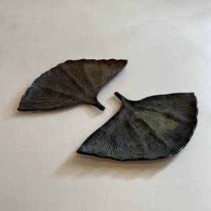A Pair of Bronze Ginkgo Leafed `Vide Poches`
